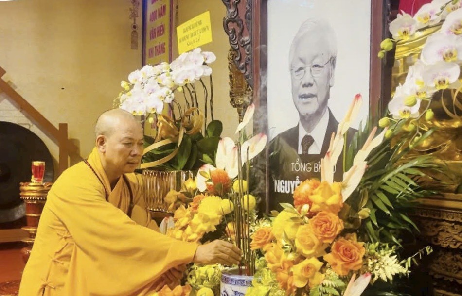 Nhiều cơ sở, tự viện Phật giáo tưởng niệm Tổng Bí thư Nguyễn Phú Trọng (1944-2024)