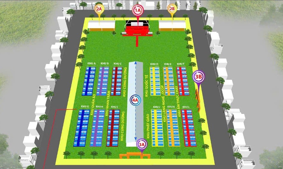 Phối cảnh không gian Lễ hội văn hóa Phật giáo tại Công viên Láng Le, H.Bình Chánh