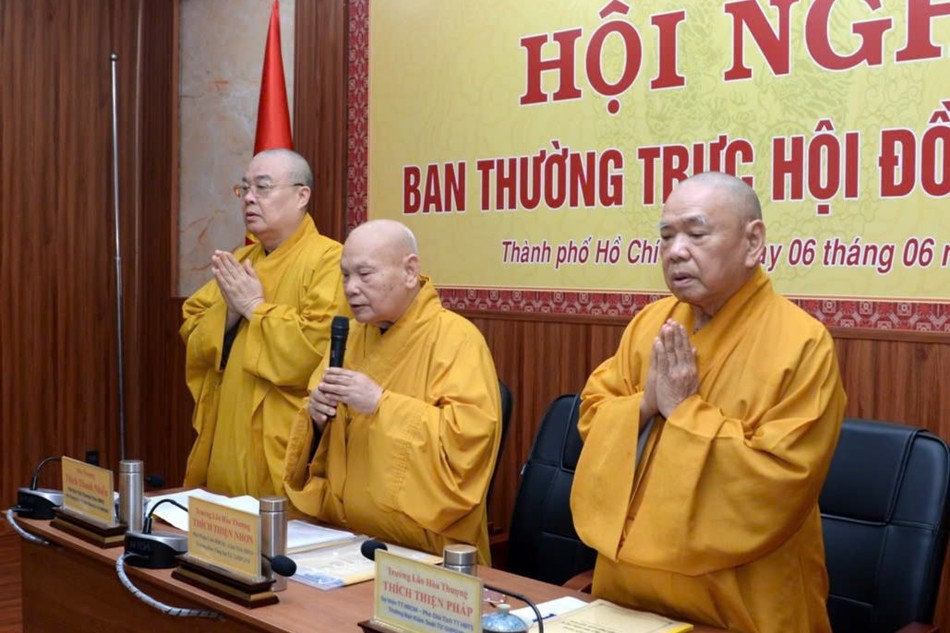 Trưởng lão Hòa thượng Thích Thiện Nhơn làm Trưởng ban Chỉ đạo Trung ương về công tác sáp nhập Ban Trị sự GHPGVN tỉnh, thành - Ảnh: Bảo Toàn/BGN