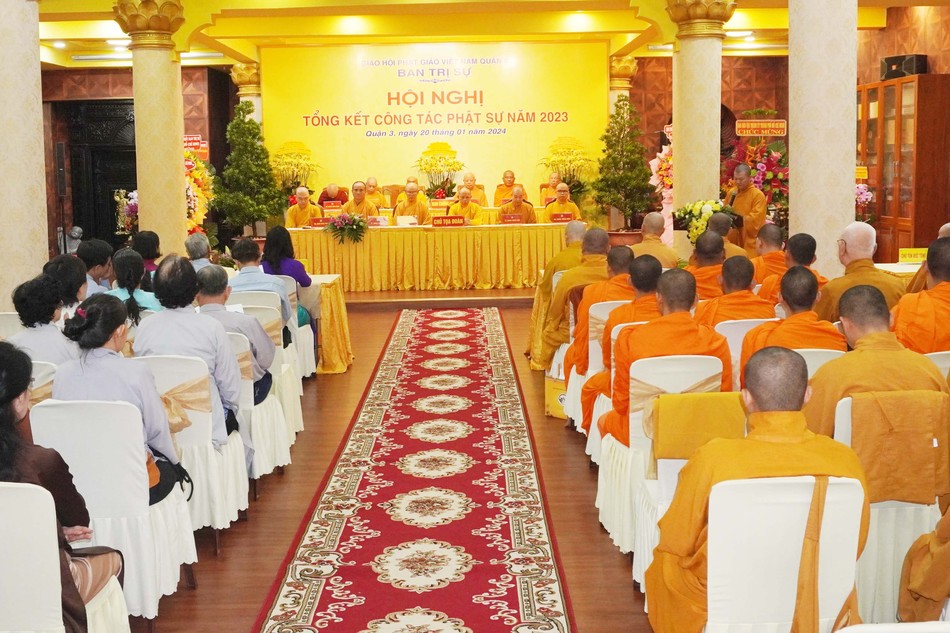 Ban Trị sự GHPGVN Q.3 tổng kết hoạt động Phật sự năm 2023 tại chùa Minh Đạo