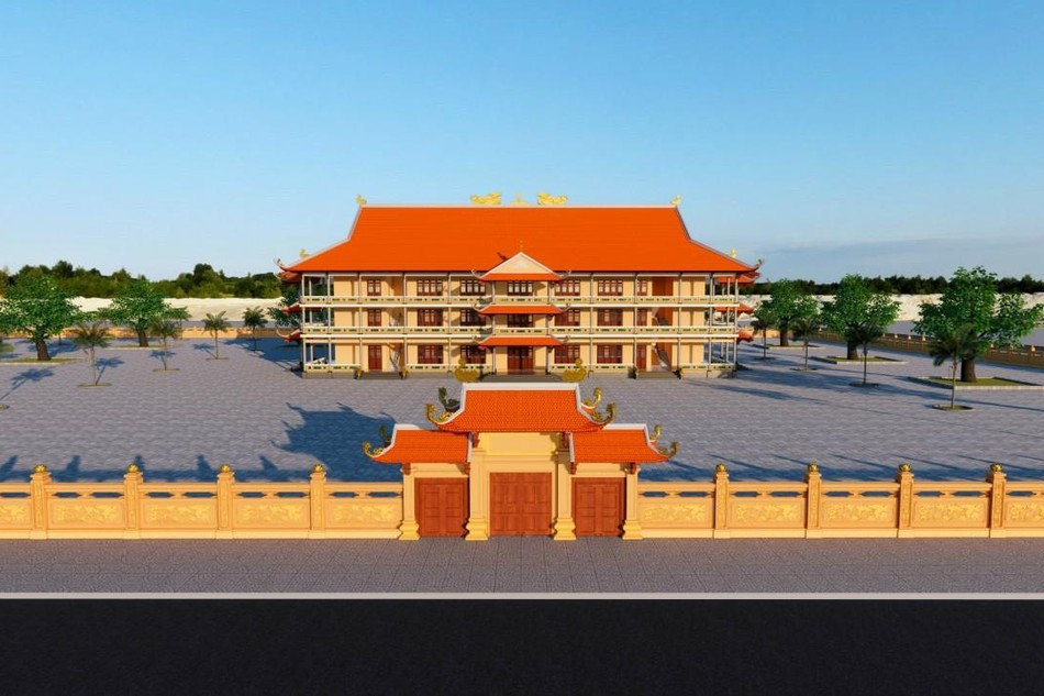 Phối cảnh tống thể Trụ sở Ban Trị sự Phật giáo tỉnh Sóc Trăng 