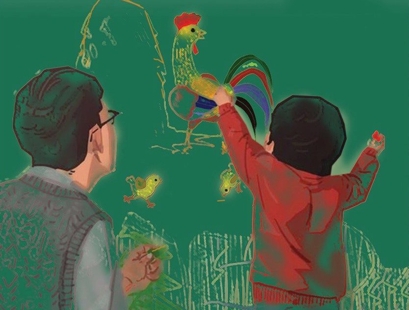 Gà trống nuôi con