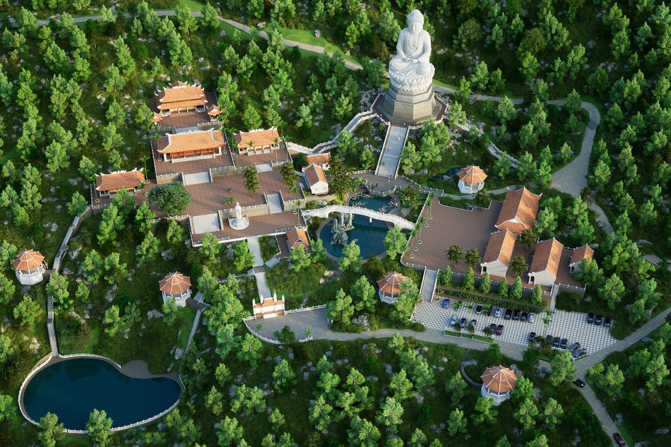 Phối cảnh tổng thể chùa Long Đàm sau khi hoàn thành
