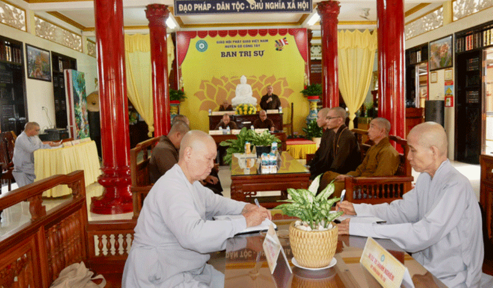 Ban Trị sự GHPGVN H.Gò Công Tây họp triển khai Phật sự quan trọng sắp tới