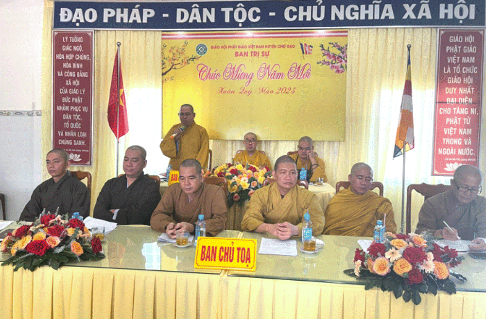 Tiền Giang: Thường trực Ban Trị sự Phật giáo tỉnh tham dự họp với Ban Trị sự H.Chợ Gạo