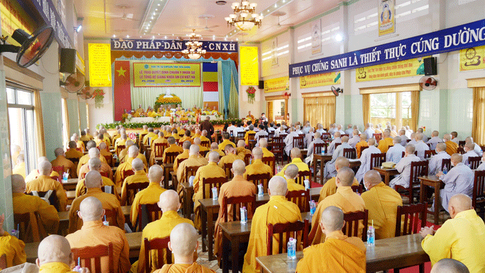 Quang cảnh hội nghị của Ban Trị sự Phật giáo tỉnh Tiền Giang