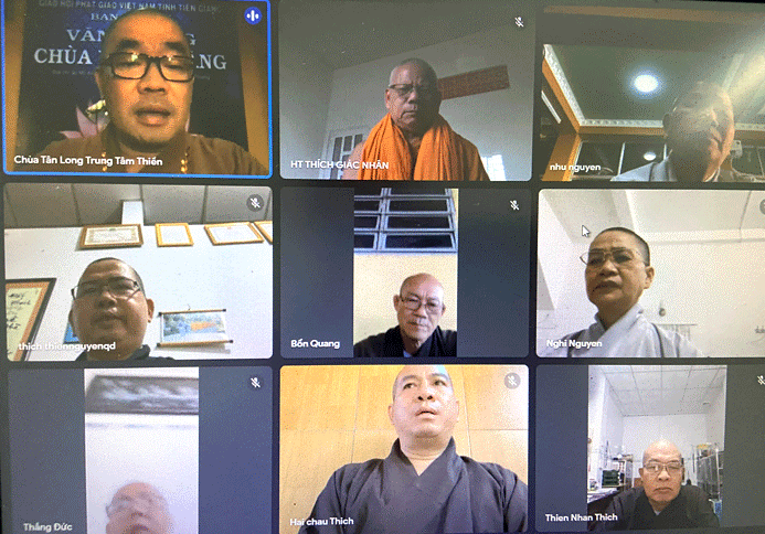 Ban Trị sự tỉnh Tiền Giang họp trực tuyến triển khai các Phật sự cuối năm