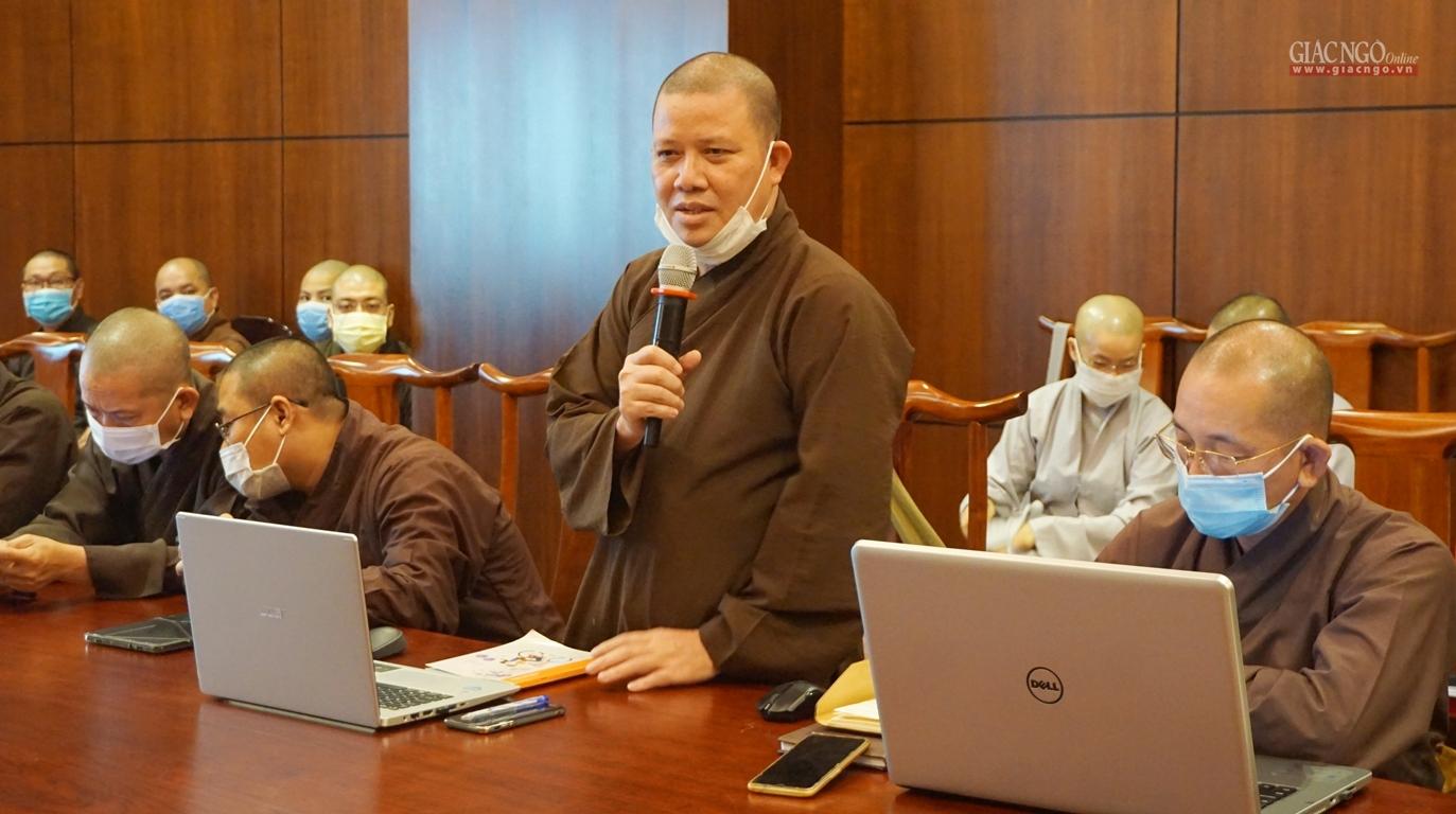 Thượng tọa Thích Huệ Nghiêm, Phó ban kiêm Thư ký Ban Trị sự quận 9 phát biểu