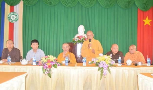 Hòa thượng Thích Huệ Tâm phát biểu tại buổi khảo sát