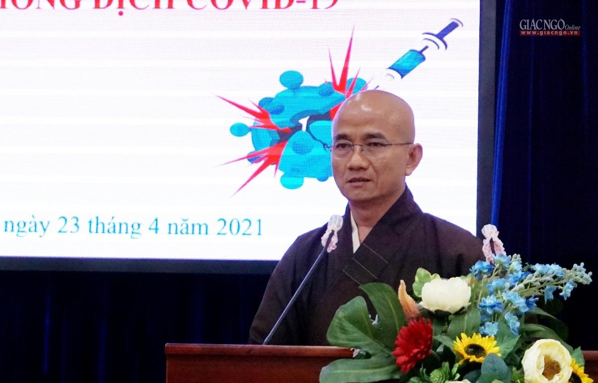 Thay mặt Ban Trị sự GHPGVN TP.HCM, Thượng tọa Thích Thiện Quý phát biểu tại chương trình tiếp nhận kinh phí mua vắc-xin của Ủy ban MTTQVN TP.HCM Thay mặt Ban Trị sự GHPGVN TP.HCM, Thượng tọa Thích Thiện Quý phát biểu tại chương trình tiếp nhận kinh phí mua vắc-xin của Ủy ban MTTQVN TP.HCM