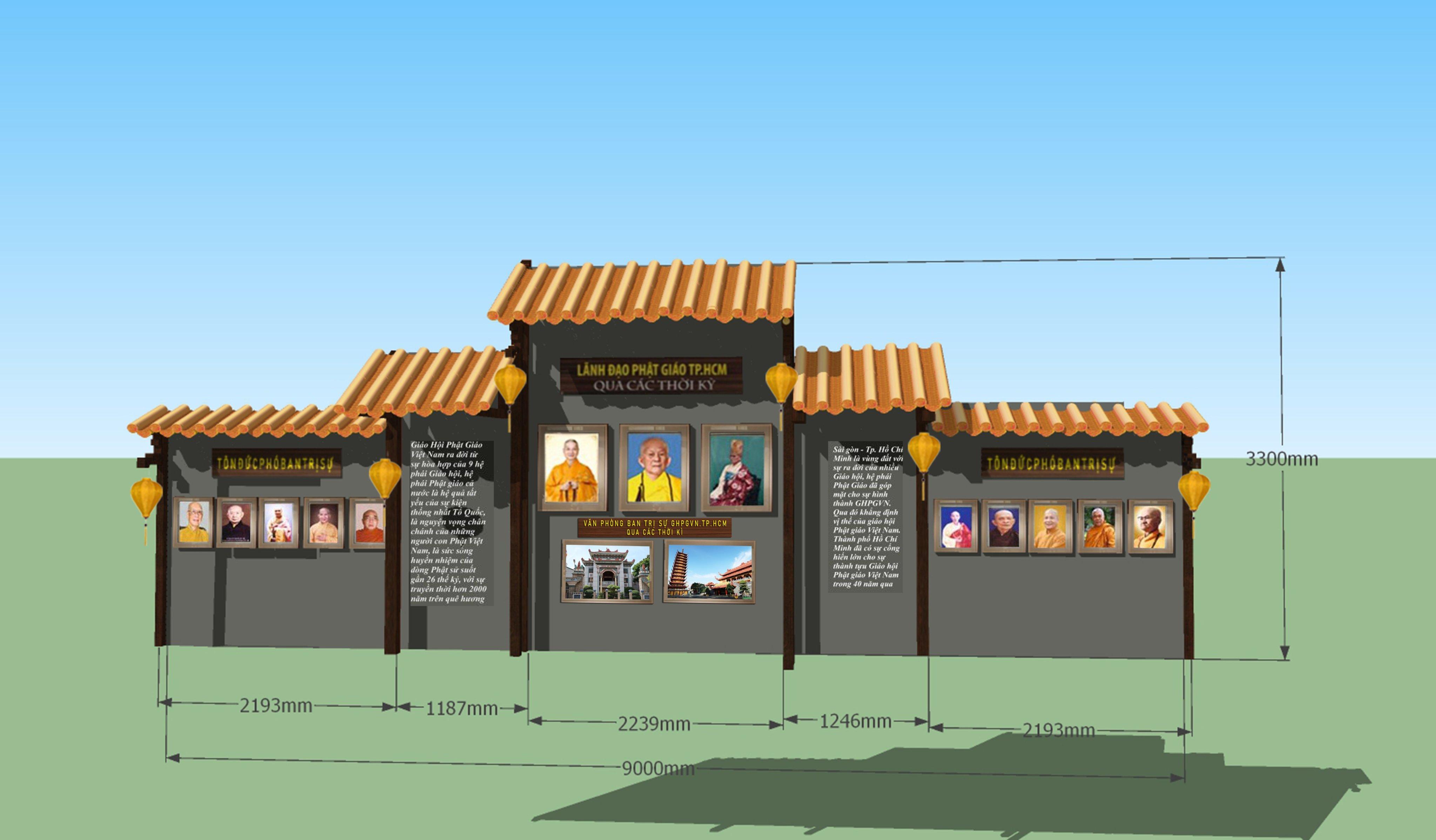 Mô phỏng một góc triển lãm hình ảnh chư tôn giáo phẩm có công đức lớn, tại Việt Nam Quốc Tự Mô phỏng một góc triển lãm hình ảnh chư tôn giáo phẩm có công đức lớn, tại Việt Nam Quốc Tự