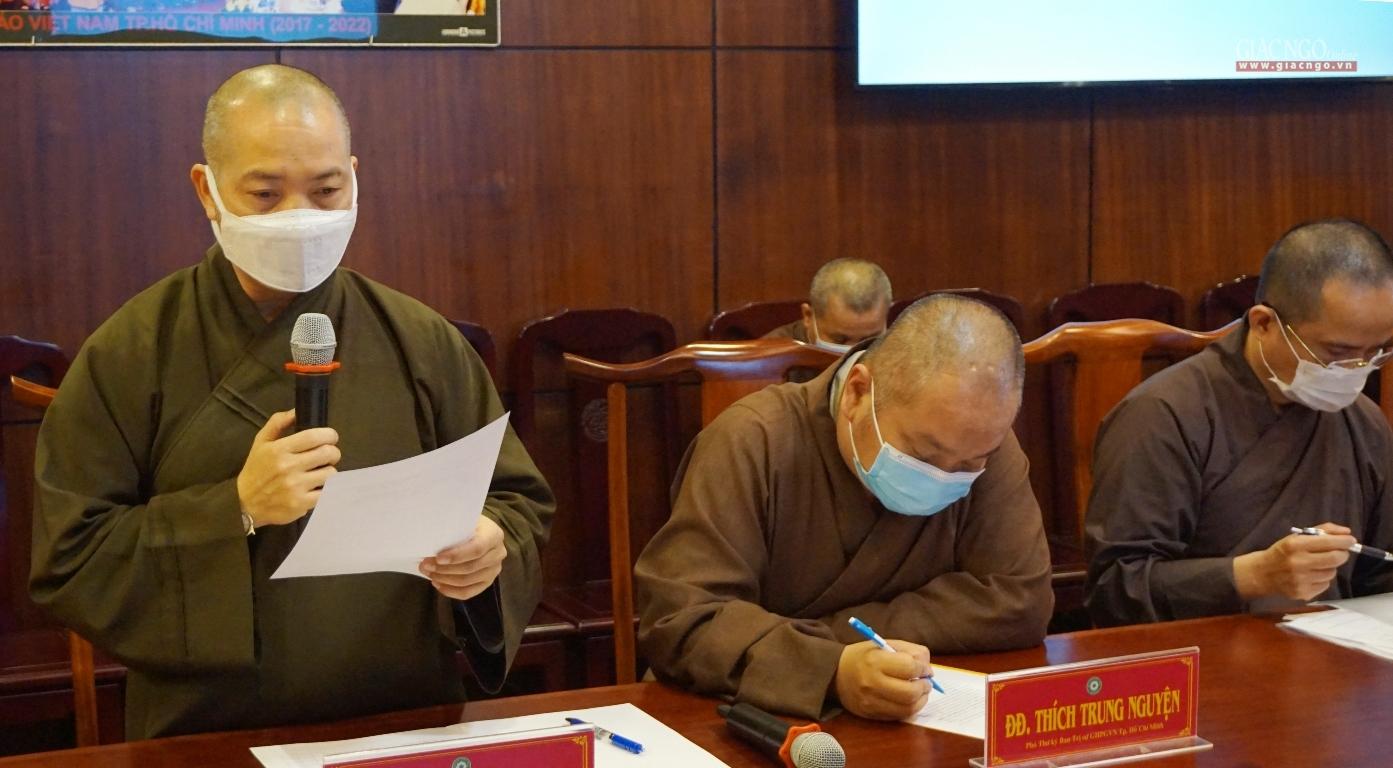 Thượng tọa Thích Quang Thạnh, Phó Thư ký kiêm Chánh Văn phòng Ban Trị sự báo cáo Thượng tọa Thích Quang Thạnh, Phó Thư ký kiêm Chánh Văn phòng Ban Trị sự báo cáo