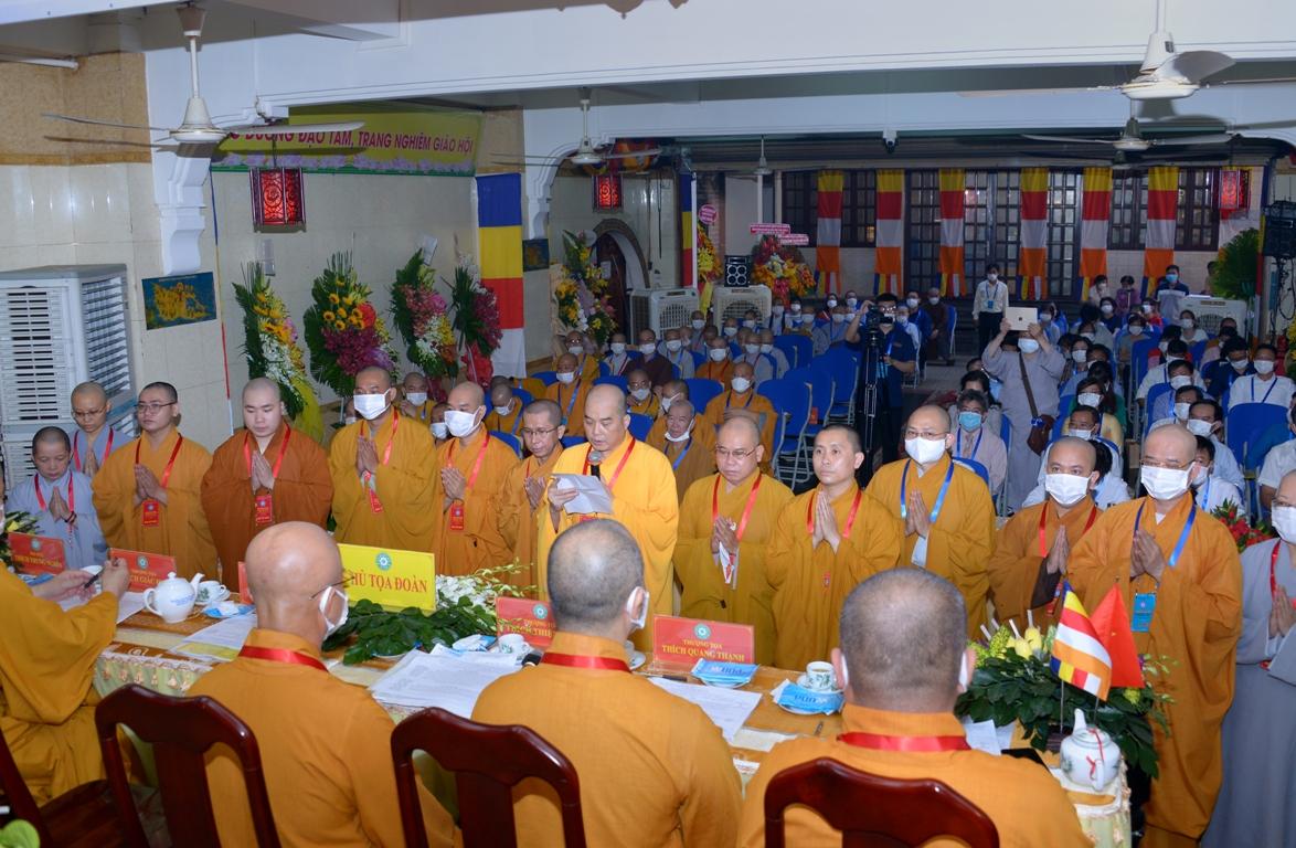 Tân Ban Trị sự Phật giáo quận 5 nhiệm kỳ 2021-2026 ra mắt đại hội và phát biểu nhận nhiệm vụ