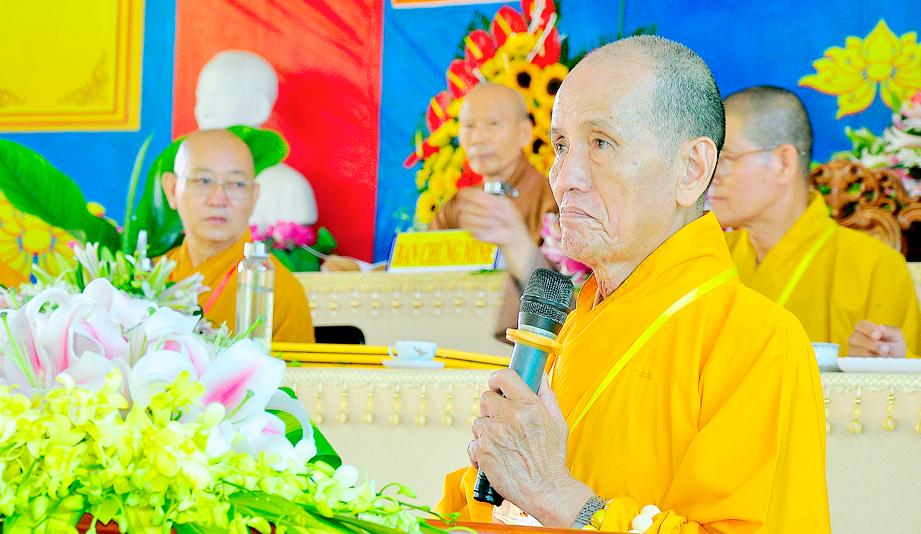 Hòa thượng Thích Quảng Ý, Trưởng ban Trị sự GHPGVN liên huyện phát biểu khai mạc Hòa thượng Thích Quảng Ý, Trưởng ban Trị sự GHPGVN liên huyện phát biểu khai mạc