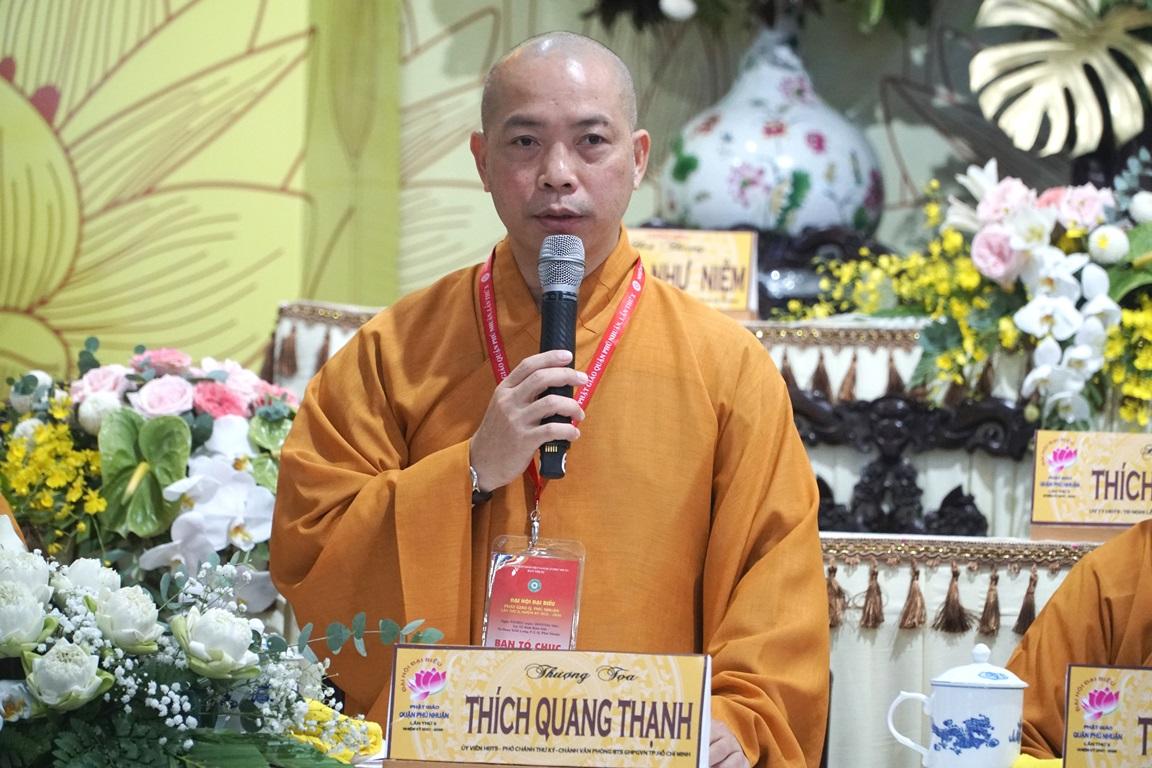 Thượng tọa Thích Quang Thạnh góp ý về hình thức và nội dung đại hội Phật giáo quận Thượng tọa Thích Quang Thạnh góp ý về hình thức và nội dung đại hội Phật giáo quận