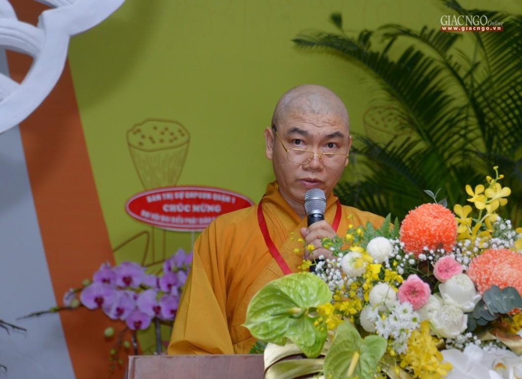 Thượng tọa Thích Trí Thanh trình bày phương hướng hoạt động của nhiệm kỳ 2021-2026