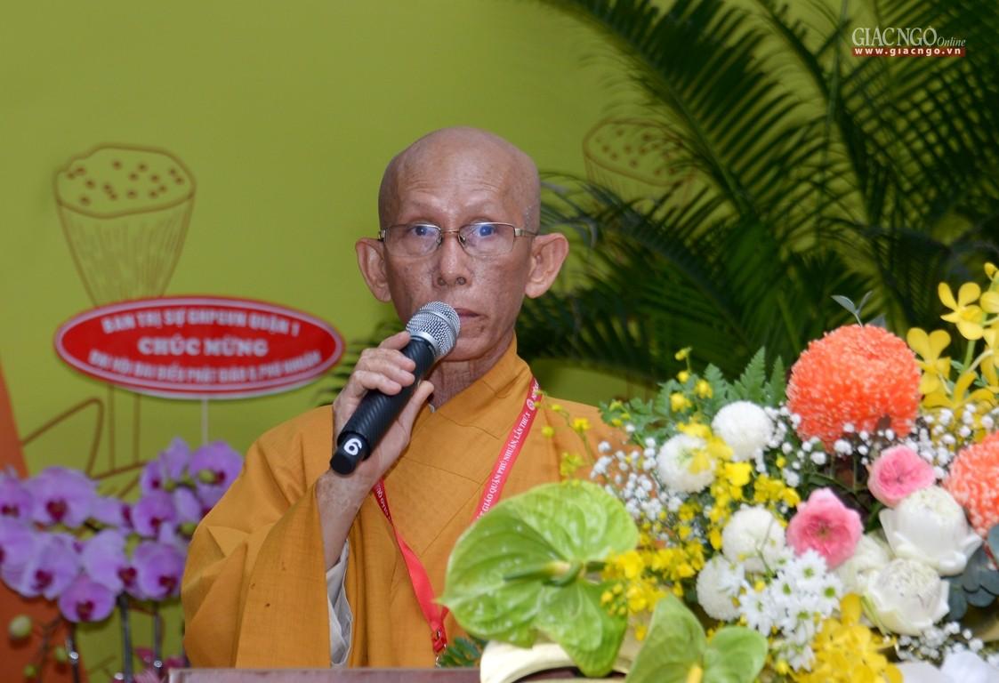 Thượng tọa Thích Giác Trí, Phó Thường trực Ban Trị sự đọc diễn văn bế mạc, cảm tạ