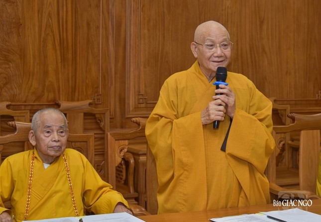 Trưởng lão Hòa thượng Thích Minh Thông được suy cử làm Phó Thư ký Ban Thường trực Hội đồng Chứng minh GHPGVN nhiệm kỳ 2022-2027 - Ảnh: Quảng Đạo