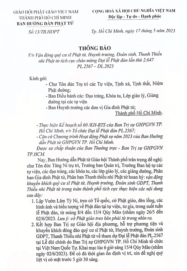 Hòa thượng Thích Chơn Không kêu gọi Phật tử trang hoàng Phật đản tại tư gia và các hoạt động khác ảnh 1