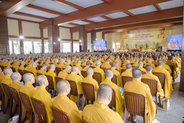 Quang cảnh hội thảo tại giảng đường Minh Châu, cơ sở II Học viện Phật giáo VN tại TP.HCM - Ảnh: Đăng Huy
