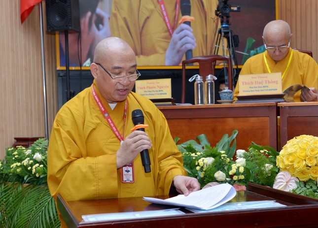 Thượng tọa Thích Phước Nguyên báo cáo tóm tắt thành tựu Phật sự của Giáo hội quý I - 2024