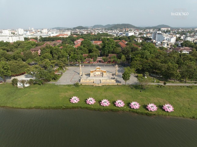 7 hoa sen được tập kết trước bia Quốc Học trước khi hạ thuỷ