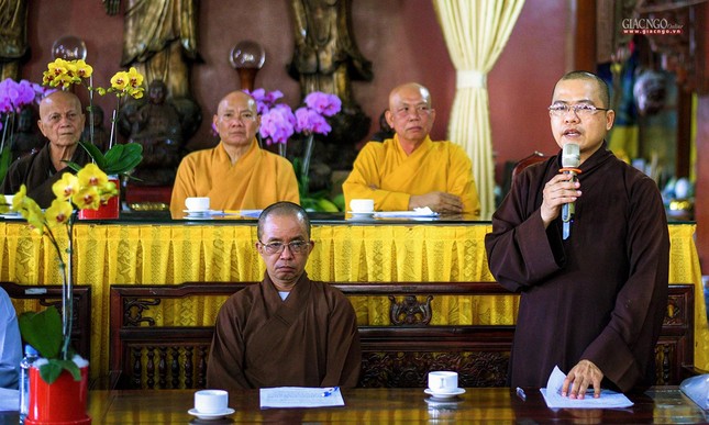 Đại đức Thích Đức Thông, Phó Trưởng ban kiêm Chánh Thư ký ban Trị sự báo cáo kế hoạch tổ chức Phật đản