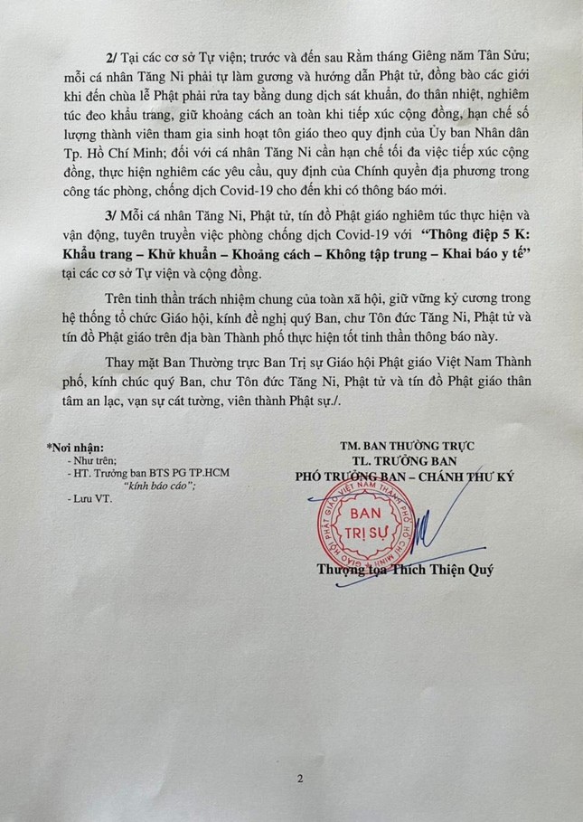 Thông báo mới nhất của Ban Trị sự GHPGVN TP.HCM về phòng, chống Covid-19 Thông báo mới nhất của Ban Trị sự GHPGVN TP.HCM về phòng, chống Covid-19