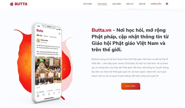 Mạng xã hội Butta.vn do GHPGVN chủ quản