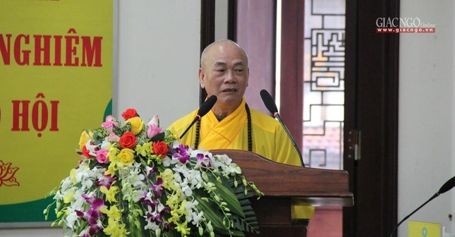 Hòa thượng Thích Giác Đạo, Phó Trưởng ban Trị sự kiêm Trưởng ban Pháp chế GHPGVN tỉnh phát biểu Hòa thượng Thích Giác Đạo, Phó Trưởng ban Trị sự kiêm Trưởng ban Pháp chế GHPGVN tỉnh phát biểu