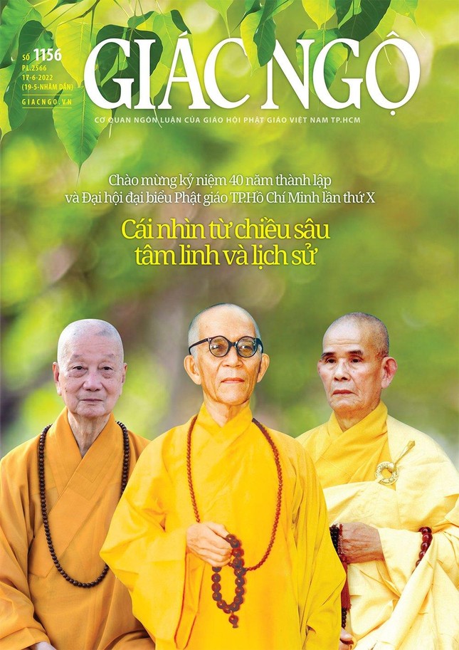 Bìa Giác Ngộ số 1156: 3 vị lãnh đạo Phật giáo TP.HCM trong 4 thập niên qua - Mỹ thuật: Tống Viết Diễn
