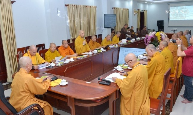Phiên họp của Hội đồng Điều hành diễn ra ở cơ sở II Học viện Phật giáo VN tại TP.HCM sáng 2-4-2023