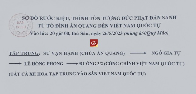 Lộ trình lễ rước Phật tối mùng 8 tháng Tư Âm lịch Lộ trình lễ rước Phật tối mùng 8 tháng Tư Âm lịch