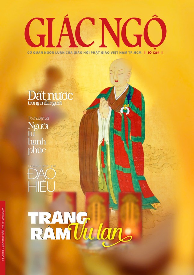 Bìa giai phẩm Giác Ngộ Vu lan PL.2568 (Giáp Thìn, 2024) - Mỹ thuật: Tống Viết Diễn Bìa giai phẩm Giác Ngộ Vu lan PL.2568 (Giáp Thìn, 2024) - Mỹ thuật: Tống Viết Diễn
