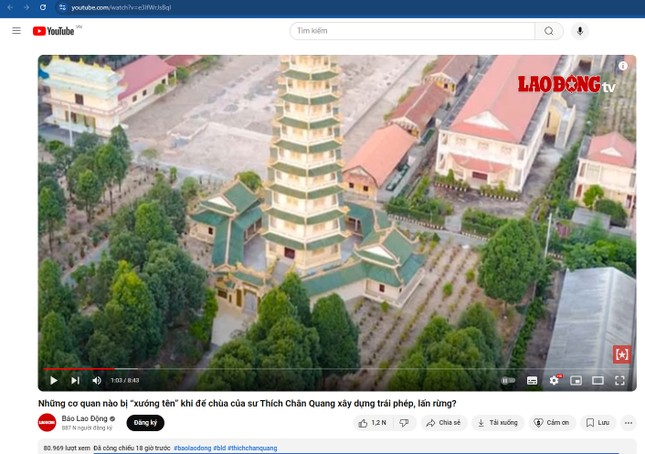 Những ngôi tự viện khác không liên quan cũng bị Báo Lao Động sử dụng minh họa cho phản ánh các hạng mục chùa xây dựng trái phép và lấn chiếm rừng! - Ảnh trích từ video của Báo Lao Động