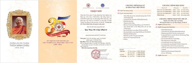 Thư mời được phổ biến trên mạng xã hội về Hội thảo và Lễ tưởng niệm Trưởng lão Hòa thượng Thích Minh Châu nhân Kỷ niệm 35 năm ngày thành lập Viện Nghiên cứu Phật học VN