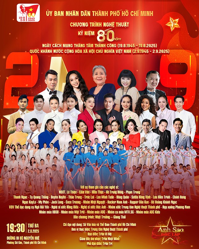"Ánh sao độc lập" - Chương trình nghệ thuật đặc sắc kỷ niệm 80 năm Cách mạng Tháng Tám và Quốc khánh 2-9