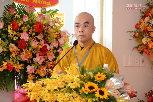 Thượng tọa Thích Chúc Tín trình dự thảo Nghị quyết Đại hội đại biểu Phật giáo TP.Đà Nẵng lần thứ VI, nhiệm kỳ 2022-2027.