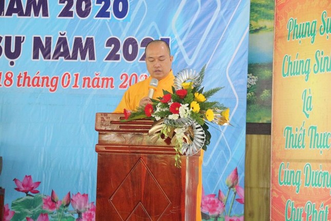 Đại đức Thích Quảng Vinh, Chánh Thư ký Ban Trị sự báo cáo công tác Phật sự