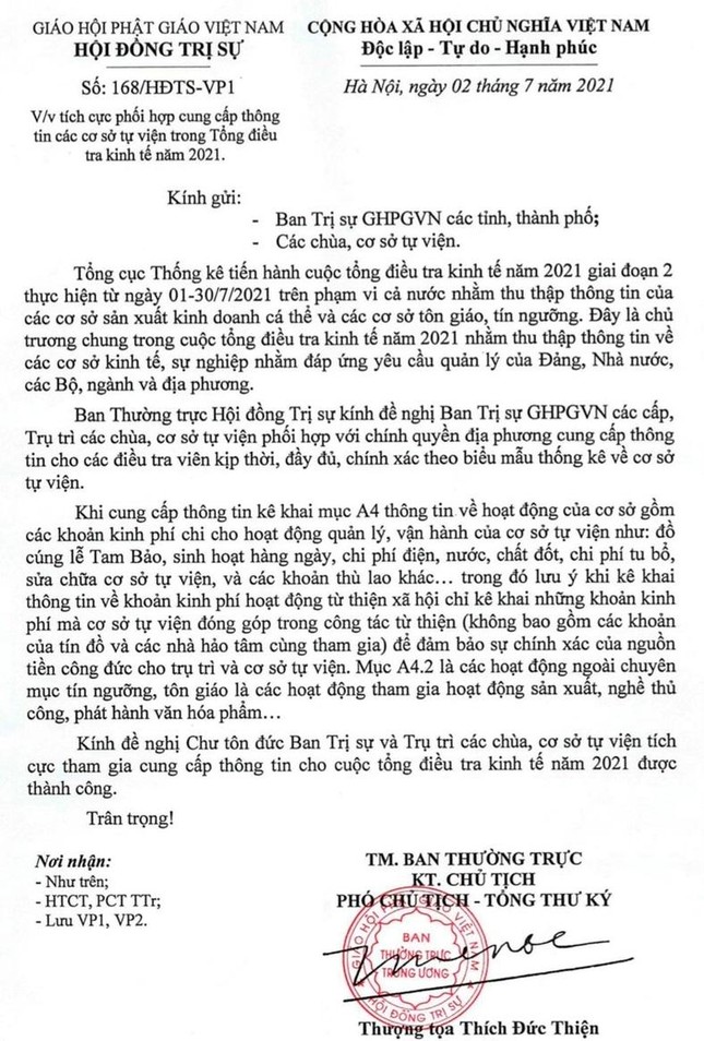 Công văn của Ban Thường trực Hội đồng Trị sự GHPGVN ngày 2-7-2021 Công văn của Ban Thường trực Hội đồng Trị sự GHPGVN ngày 2-7-2021