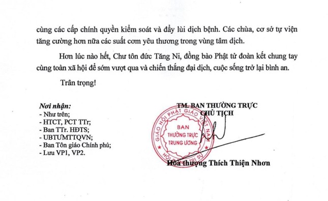 Công văn của Ban Thường trực Hội đồng Trị sự ngày 26-8-2021 Công văn của Ban Thường trực Hội đồng Trị sự ngày 26-8-2021