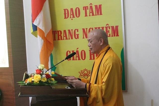 Hòa thượng Thích Giác Đạo, Trưởng ban Pháp Chế đọc diễn văn khai mạc hội nghị Hòa thượng Thích Giác Đạo, Trưởng ban Pháp Chế đọc diễn văn khai mạc hội nghị