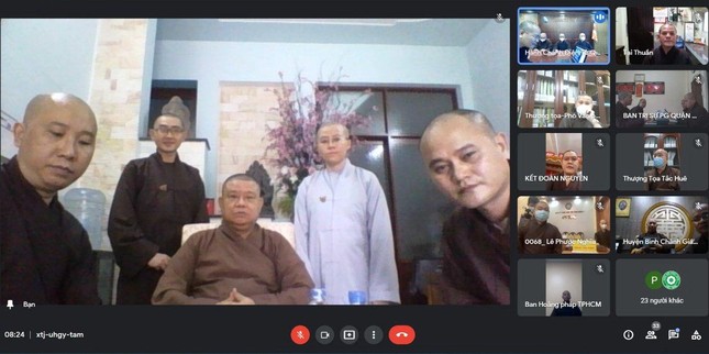 Tại điểm cầu Văn phòng Ban Trị sự GHPGVN huyện Hóc Môn