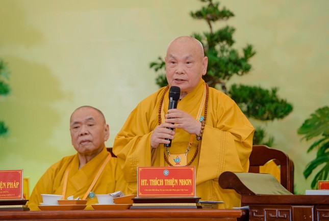 Hòa thượng Thích Thiện Nhơn phát biểu chỉ đạo đại hội - Ảnh: Đăng Huy Hòa thượng Thích Thiện Nhơn phát biểu chỉ đạo đại hội - Ảnh: Đăng Huy