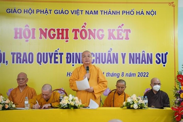 Hòa thượng Thích Thanh Nhiễu phát biểu tại hội nghị tổng kết Đại hội Phật giáo TP.Hà Nội