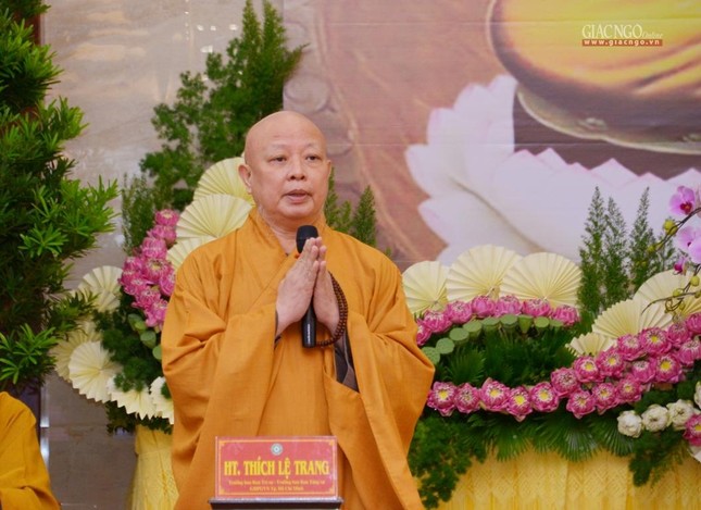 Hòa thượng Thích Lệ Trang, Trưởng ban Trị sự GHPGVN TP.HCM, Trưởng ban Tăng sự phát biểu chỉ đạo tại hội nghị