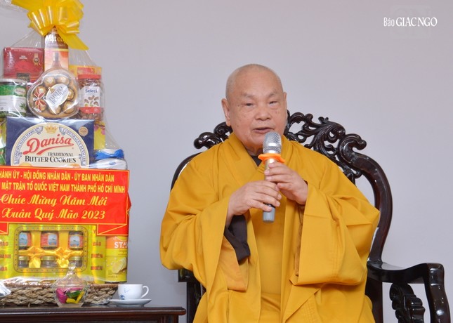 Hòa thượng Thích Thiện Nhơn phát biểu cảm ơn Bí thư Thành ủy TP.HCM