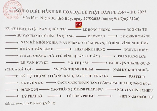 Lộ trình diễu hành xe hoa