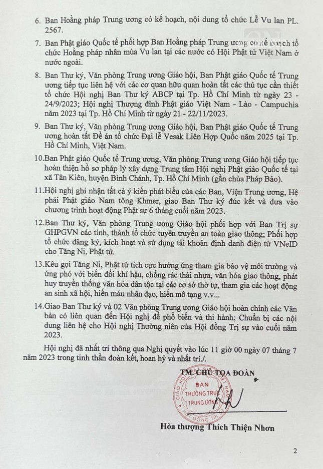 Nghị quyết Hội nghị Ban Thường trực Hội đồng Trị sự GHPGVN, ngày 7-7-2023 Nghị quyết Hội nghị Ban Thường trực Hội đồng Trị sự GHPGVN, ngày 7-7-2023