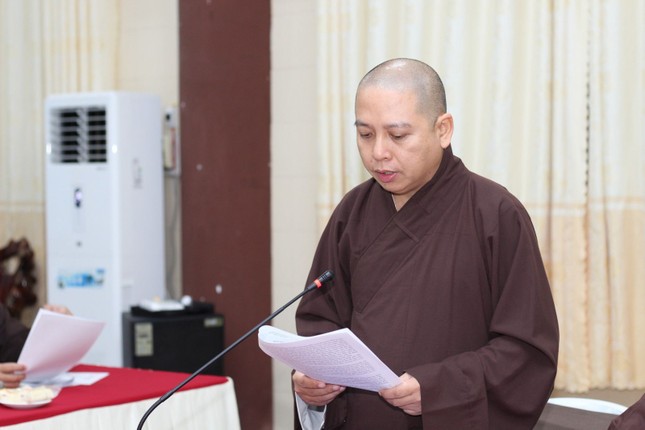 Đại đức Thích Quảng Pháp, Phó Thư ký, Chánh Văn phòng Ban Trị sự Phật giáo tỉnh trình báo cáo